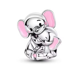 Silver and Pink Elephant Charm